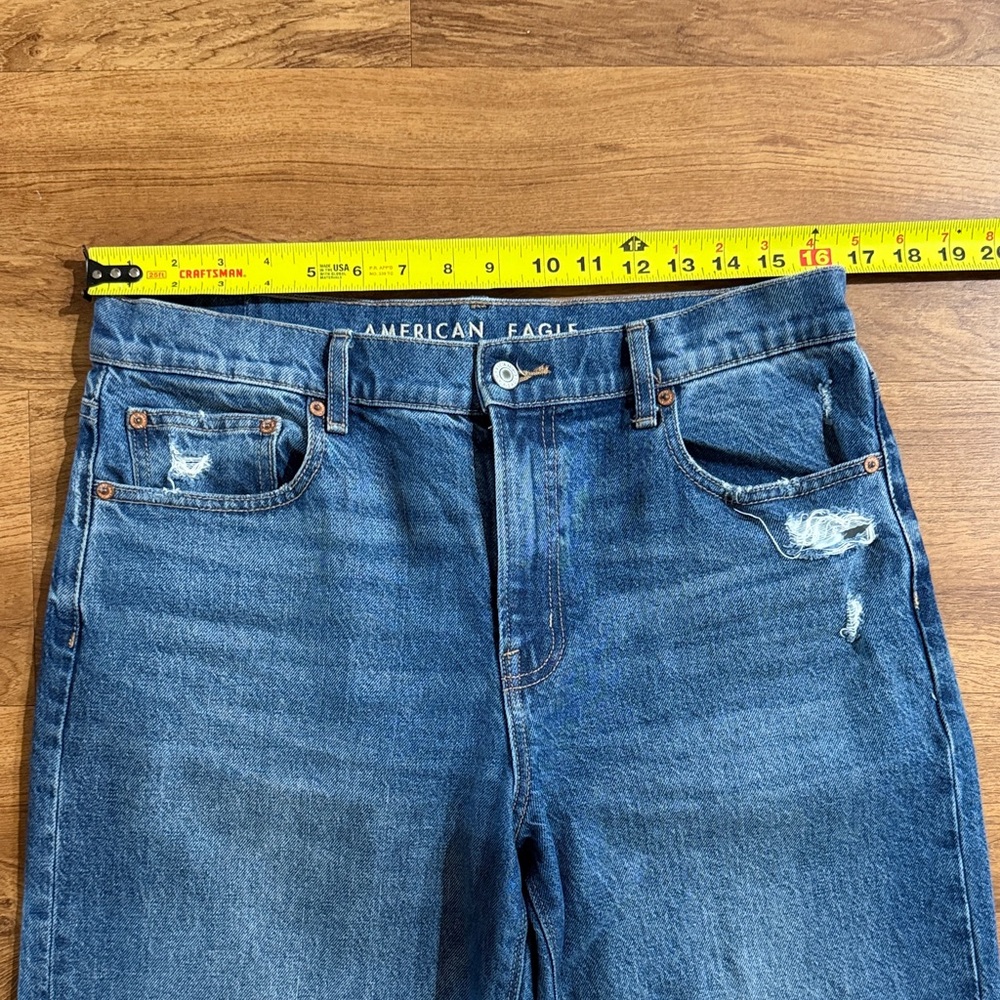 American Eagle Outfitters Stovepipe Women Sz 10 Wide High Rise Blue Zip Fly Jean - Picture 3 of 8